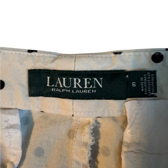 Ralph Lauren LRL Women Polka Dot Slim Trousers Pants Ankle Size 6 Preppy Stretch - Picture 5 of 9
